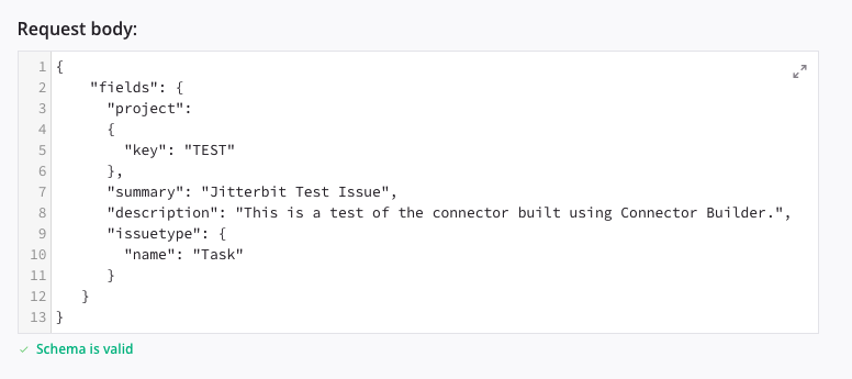 create step 3 connector activities test request