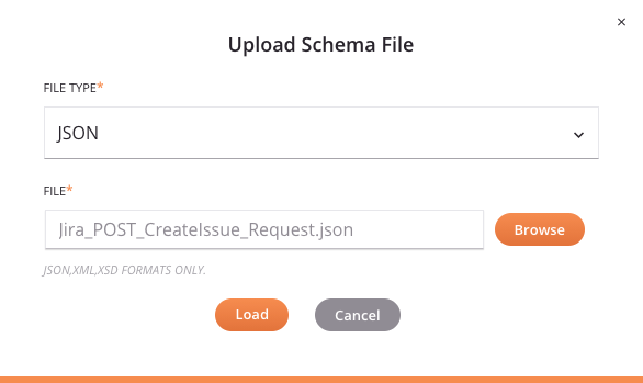 upload schema file JSON