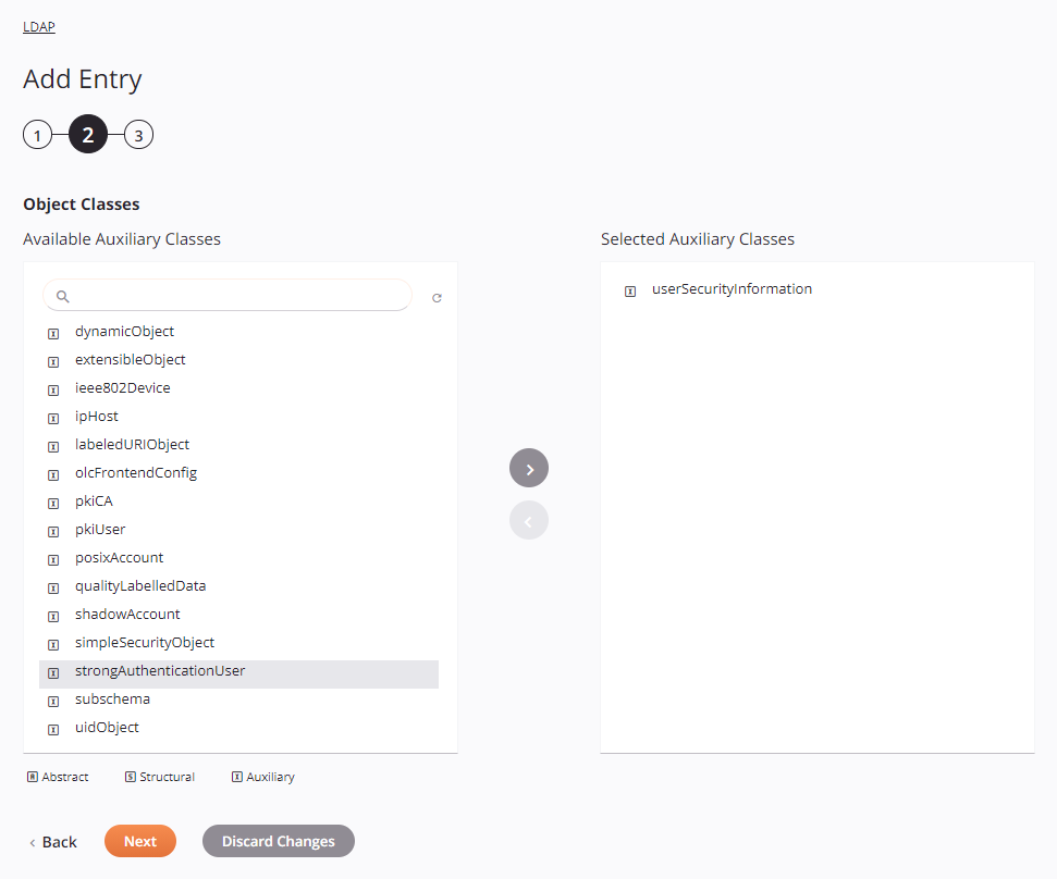 Transfer-list example from Integration Studio LDAP connector